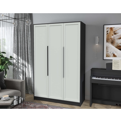 Шкаф распашной Тренд КТ-Ш3 (Антрацит ЛДСП/ Грэй ЛМДФ) Ш1360 В2128 Г547